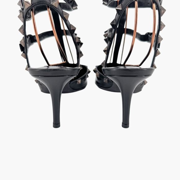 Valentino Rockstud Black Patent Leather Caged Strappy Pumps Heels Size 40 US 10 - Picture 6 of 13